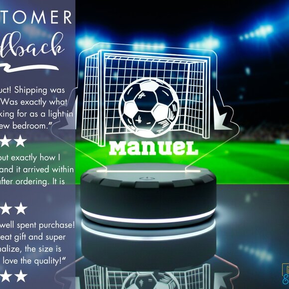 Personalized Soccer Night Light – Custom LED Lamp for Boys & Players - Picture 7 of 8